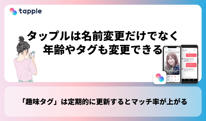 【番外編】タップルは名前変更だけでなく年齢やタグも変更できる